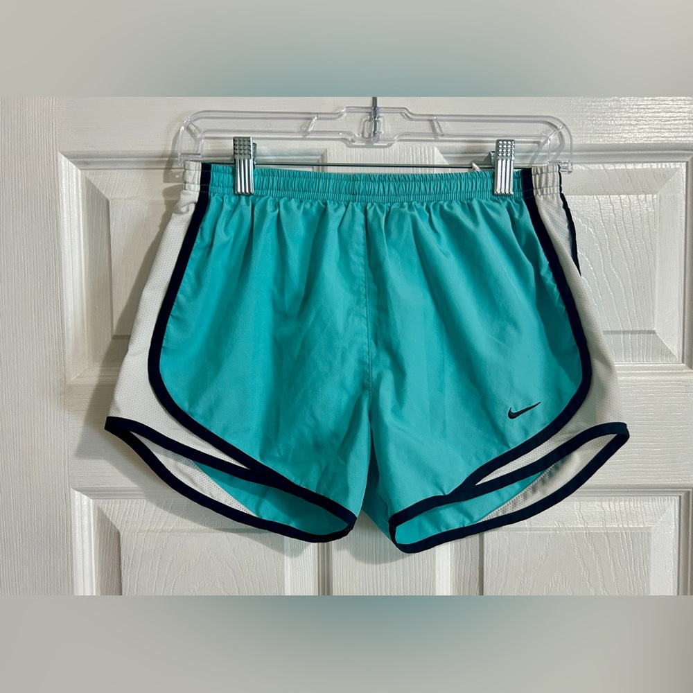 Nike Women's Teal and White Athletic Shorts